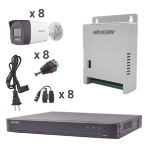 HIKVISION KH4K8BTWA – Kit TurboHD 4K / DVR 8 Canales / 8 Cámaras Bala 3K / Audio Bidireccional / Dual Light 30 m (98.4 ft) / ColorVu / IP67