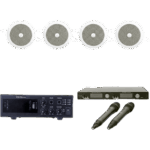 EPCOM PROAUDIO EPCONFERKITE – Kit de Audio para Conferencias / Amplificador 120W / 2 Micrófonos UHF / 4 Altavoces de Plafón 4" / Bluetooth y MP3 / Alcance 100 m (328 ft)