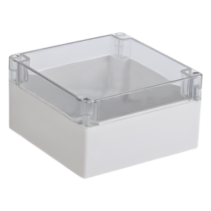 TXPRO TXG-01-5 – Gabinete Plástico para Exterior / IP65 / IK07 / 160 x 160 x 90 mm / Tapa Transparente / ABS 3 mm / -20 a 60 °C