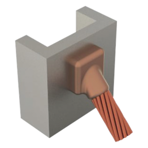 TOTAL GROUND TGM-C45PV-2/0 – Molde para soldadura exotérmica / Superficie vertical a cable / 2/0 AWG / Ángulo 45° / Grafito resistente a altas temperaturas