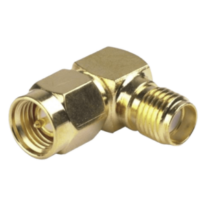 RF INDUSTRIES,LTD RSA-3402-1 – Adaptador RF / SMA Macho a SMA Hembra / Ángulo Recto / Cuerpo Bronce Oro / Contacto Oro / Dieléctrico Teflón