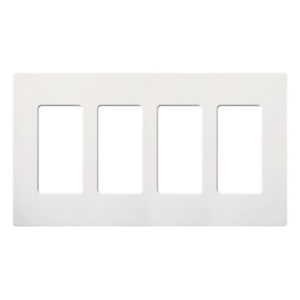LUTRON ELECTRONICS SC-4-SW – Placa de Pared / 4 Espacios / Sin Tornillos / Acabado Satinado Snow / Apertura Designer / 213 mm (8.4 in) Ancho