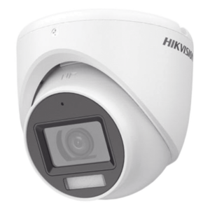 HIKVISION DS-2CE76D0T-LMFS – Cámara Turret TURBOHD / 2 Megapixel / Dual Light IR 30 m (98.4 ft) + Luz Blanca 20 m (65.6 ft) / Gran Angular 101° / Micrófono Integrado / IP67 / Metal
