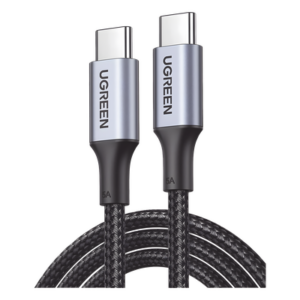UGREEN 90120 – Cable USB-C a USB-C / Carga Rápida 100W / Transferencia 480 Mbps / Nylon Trenzado 3 m (9.8 ft) / Aluminio
