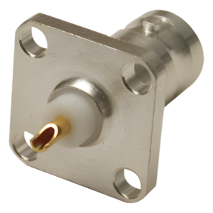 RF INDUSTRIES,LTD RFB-1115-S – Conector BNC Hembra para Chasis / Montaje en Panel 17.53 mm / 4 Perforaciones 12.7 mm (0.5 in) / Impedancia 50 Ohm / Terminación por Soldadura