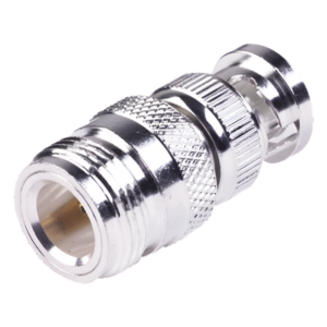 RF INDUSTRIES,LTD RFN-1038-1 – Adaptador RF Coaxial / 50 Ohm / N Hembra a BNC Macho / Montaje en Línea / Cuerpo Bronce Plateado / Contacto Oro / Aislante Teflón