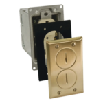HUBBELL HUB-RF6500-BR – Caja de Piso con Receptáculo / 15A / 125V / 1 Gang / Acabado Latón / 3.25 x 5.313 x 4.75 in