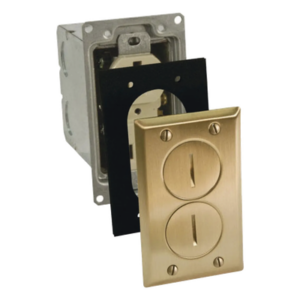 HUBBELL HUB-RF6500-BR – Caja de Piso con Receptáculo / 15A / 125V / 1 Gang / Acabado Latón / 3.25 x 5.313 x 4.75 in