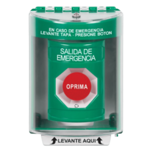 STI SS2181EX-ES – Botón de Salida de Emergencia / Acción Mantenida / Cubierta de Policarbonato / Bocina Integrada / Superficie con Espaciador