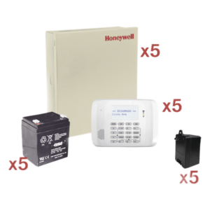 HONEYWELL HOME RESIDEO VISTA48-KIT5 – Kit de 5 paneles VISTA-48LA / 8 zonas cableadas + 40 inalámbricas c/u / teclado 6162RF / batería y transformador incluidos / sin comunicador