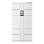 HIKVISION DS-KLM28-12 – Locker Inteligente / 12 Espacios / Expansión 16 Lockers / Reconocimiento Facial 20,000 Rostros / Pantalla Táctil 8" / TCP-IP y RS485 / Interior