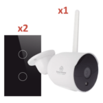 SMARTHOME BY EPCOM SH1CAM2SK – Kit Domótica WiFi / 1 Cámara + 2 Apagadores Triple / 2.4 GHz / 120mm x 72mm / Vidrio Templado / 100-250V