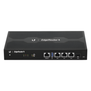 UBIQUITI ER-4 – Router Edge / 4 Gbps / 3.4 Mpps / 3x RJ45 Gigabit + 1x SFP / 4-Core 1 GHz / 1 GB RAM / Rack 0.75 x 0.45 x 0.10 ft