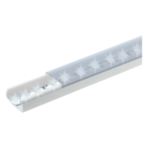 THORSMAN TMK-1020-TP2 – Canal para Tira LED / 20 x 10 mm / Tapa Transparente / PVC Autoextinguible / 1.53 m (5.02 ft) / Adhesivo Integrado