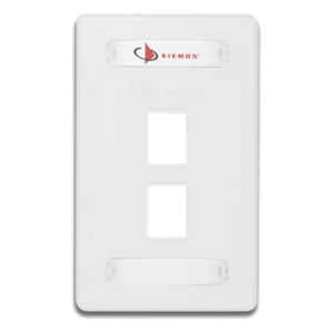SIEMON 10GMX-FPS02-02 – Placa de Pared Modular / 2 Salidas / Formato Single Gang / Resistente UV / Alto Impacto / Blanco