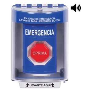 STI SS2482EM-ES – Botón Multipropósito de Emergencia / Superficie con Espaciador / 2 Relés C/NO-NC 10 A @ 250 VCA / Tapa de Policarbonato / Bocina Prealarma / ADA / -40 °C a 121 °C
