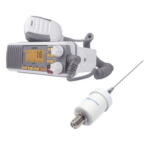 UNIDEN UM385/KIT1600 – Kit de radio marina con antena de fibra de vidrio / 25W / LCD grande / GPS y DSC Clase D / IPX4 / 4.5m (14.8 ft) de cable