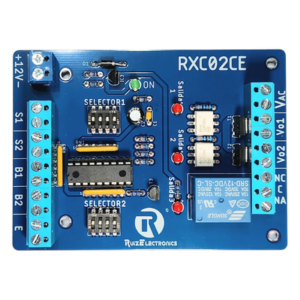 Ruiz Electronics RXC02CE – Controlador de Esclusas / 2 Puertas / Cerraduras Eléctricas / Temporizadores 0-30 seg / Entrada de Emergencia / Alimentación 12VDC
