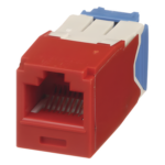 PANDUIT CJ6X88TGRD – Conector Jack RJ45 / Categoría 6A / 8P8C / Terminación TG / Sin herramienta de impacto / Color Rojo