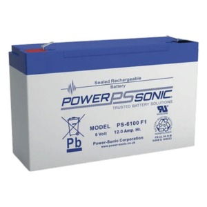 POWER SONIC PS-6100-F2 – Batería de Respaldo AGM/VRLA / 6V / 12Ah / Terminales F2 / 5 Años Vida Útil / UL Certificada