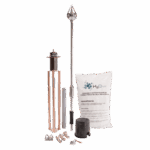 TOTAL GROUND KIT-MASTER-PE9-ALU – Kit Pararrayo con Punta de Aluminio / Avance de Cebado 30 m (98.4 ft) / Sistema de Tierra 100 A / Conectores de Bronce y Varilla / Accesorios de Instalación en Torre