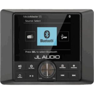 JL AUDIO 10-03365-00 – Reproductor Multimedia Estéreo Náutico / Resistente a la Intemperie IP67 / Pantalla LCD TFT Color 2.8 in (71 mm) / Resolución 320 x 240 / Bluetooth / DAB+ / Multi-Zone / NMEA 2000 / 4 x 25 W RMS / Alimentación 10-16 VCC