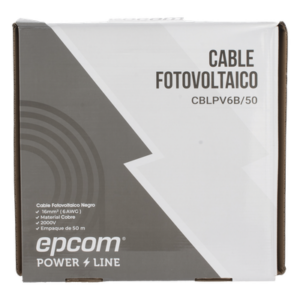 EPCOM POWERLINE CBLPV6B/50 – Cable Fotovoltaico / 16 mm² (6 AWG) / Cobre 106 Hilos / 2000 V DC / Rango -40°C a 120°C / Resistencia UV y Ozono / Rollo 50 m (164 ft)