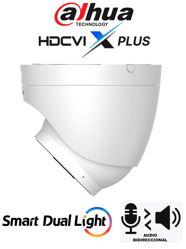 DAHUA DH-HAC-HDW1200TRQN-IL-T - Cámara Domo de 2 Megapíxeles/ 1080p y Lente de 2.8mm con Apertura de Hasta 111 Grados, Audio Bidireccional, Micrófono y Bocina Integrados, Smart Dual Light 25 Metros, DWDR, Material de Policarbonato - Image 3
