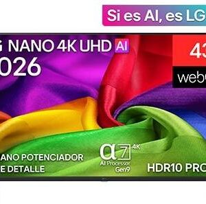 Pantalla 43 puLGadas Nano LG 43NU800BPSC Resolución 3840×2160 4K UHD – Smart TV AI, Nano…