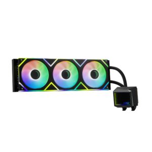 Enfriador liquido XPG LEVANTE II 360. Tres ventiladores ARGB de 120 mm. Radiador de aluminio de 360mm. NEGRO. LEVANTEII360-BKCWW
