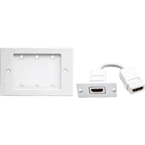 KRAMER FRAME1G/WH(W) – Placa de Pared HDMI / 1 Gang / Marco Metálico / Versión USA / Inserción Simple / Montaje al Ras / Accesorios Incluidos