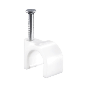 LINKEDPRO LP-RC-5W – Grapa para Cable Redondo de 5 mm / Resistente a UV / Uso Interior y Exterior / Color Blanco / 100 Piezas