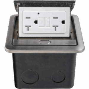 SIMON SM-CPP-IP44 – Caja de Piso IP44 / GFCI 20 A / 2500 W / Autotest / Acero Inoxidable / Push to Open / Carga 220 kg / TR