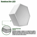JWJ JLCR-2006-B – Luminaria LED Poligonal / 18 W / 1800 lm / Luz Fría 6500 K / Ángulo 140° / Sobreponer o Suspendido / 230 x 60 mm