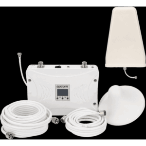 EPCOM EP20-TB-4GV2 – Amplificador de Señal Celular / Tribanda 2G/3G/4G LTE / Ganancia 70 dB / Cobertura hasta 900 m² (9,687.5 ft²) con 3 Antenas / Display LCD / Multioperador